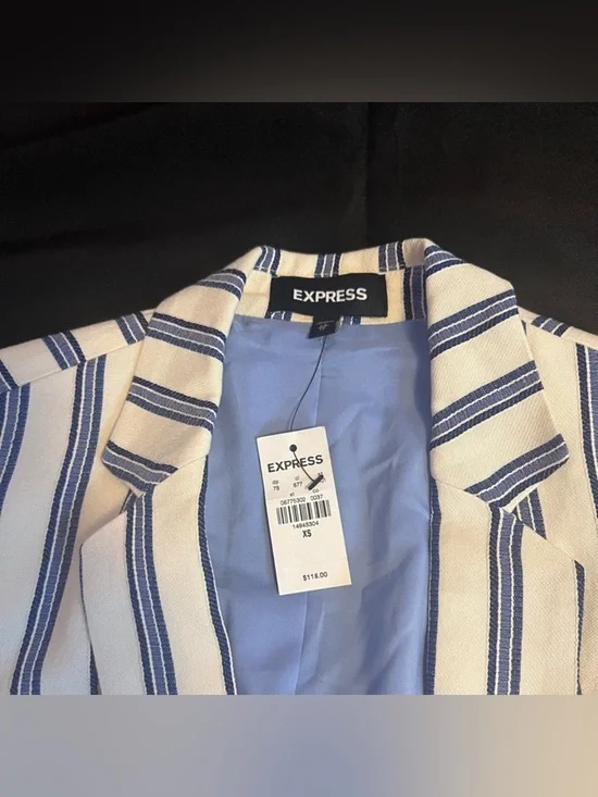 EXPRESS Cream & Navy Stripe Blazer - Picture 5 of 5